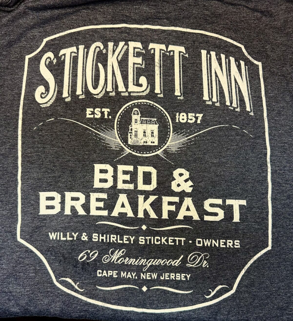 Stickett Inn Bed & Breakfast, est. 1857. Willy & Shirley Stickett, owners. 69 Morningwood Drive. Cape May, NJ